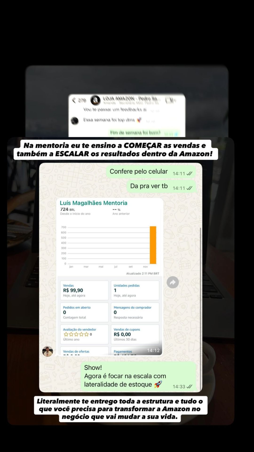 Aluno escalando vendas na Amazon